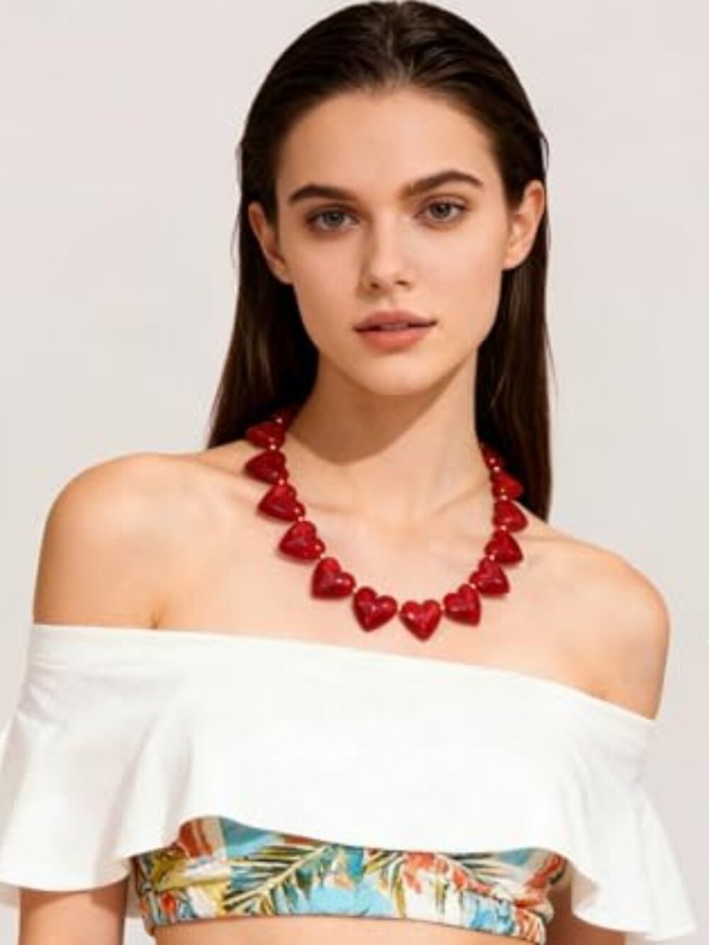 New - Amber Acrylic Heart Choker Necklace for Women Vintage Punk Chunky Necklace